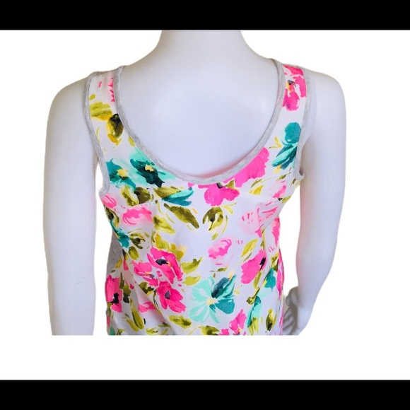 MERONA Floral Mixed Media Sleeveless Tank/Top With Scoop Neck Grey Size Small - Picture 10 of 15